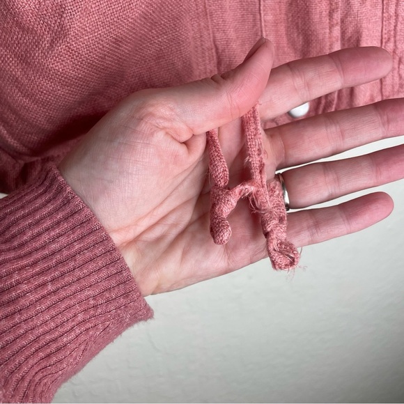 C & C California 100% Linen Utility Jacket Buttons Drawstring Pink Size Small - Picture 8 of 12